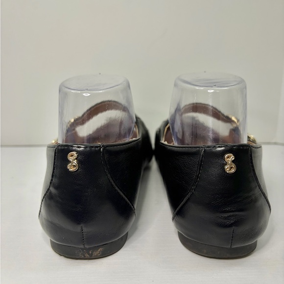 Sam & Libby Fredi Black Mary Jane Gold Buckle Leather Flats Size 8 1/2 - Picture 5 of 16